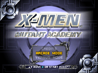 X-men Mutant Academy title screen for Playstation